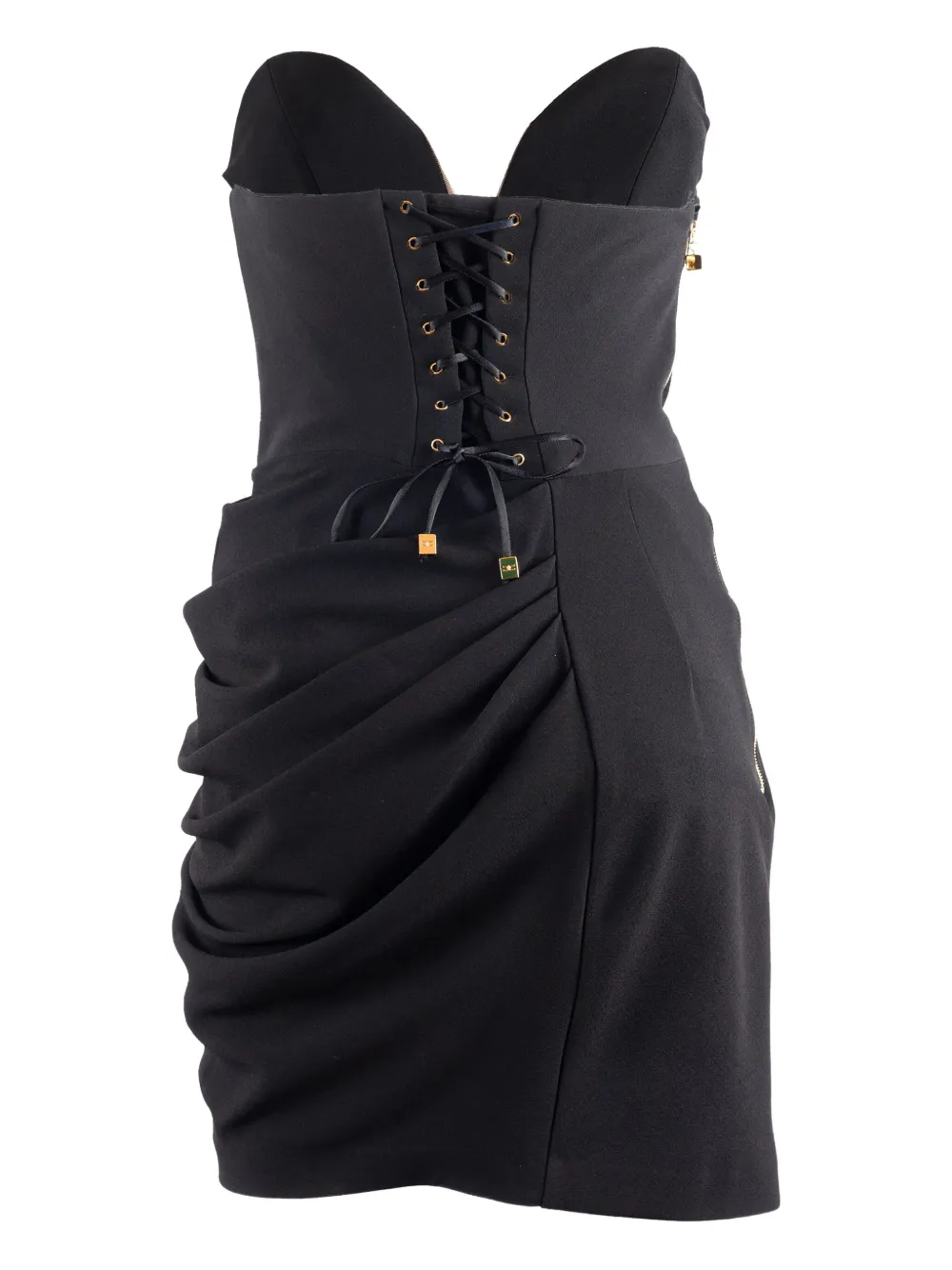 Elisabetta Franchi draped buckle-detail dress Zwart