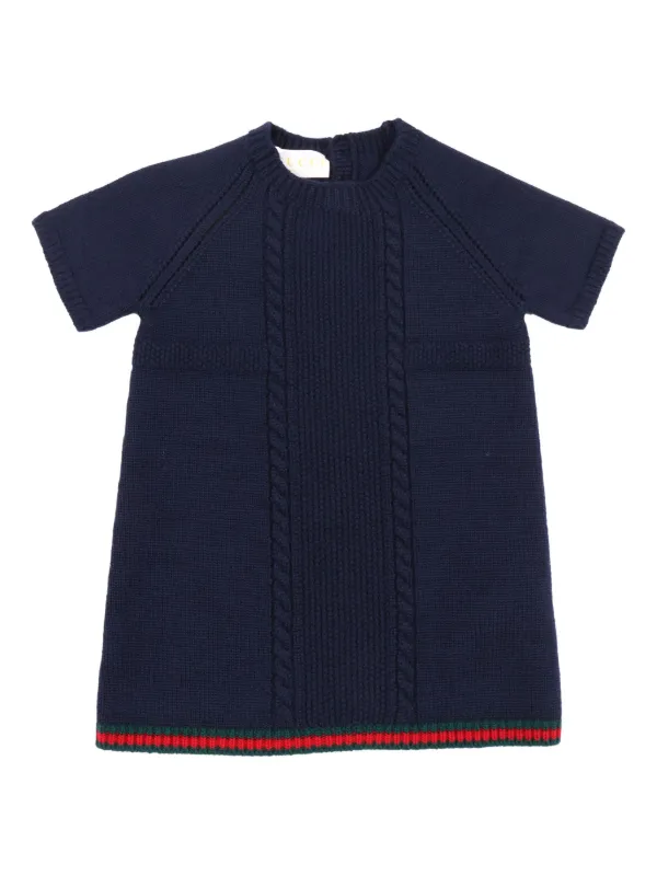 Gucci Kids ケーブルニット ショートスリーブワンピース | ブルー