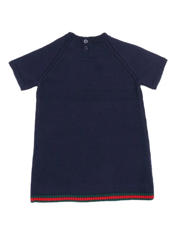 【近年モデル】GUCCI　ニットワンピース スター柄 ロゴ キッズ ネイビー 4 Gucci Kids ケーブルニット ショートスリーブワンピース | ブルー