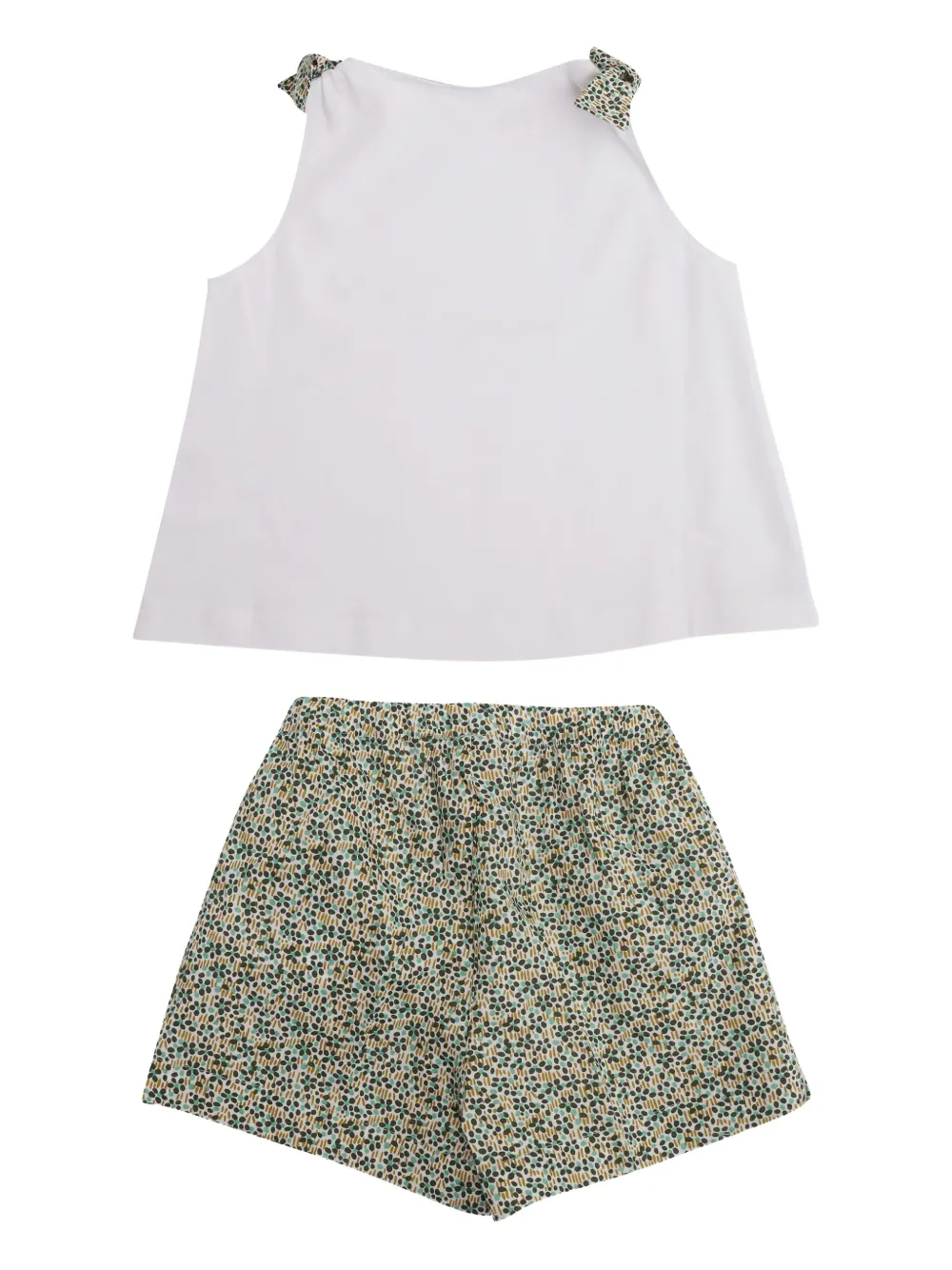 Il Gufo Top en shorts met bloemenprint en strikdetail Groen