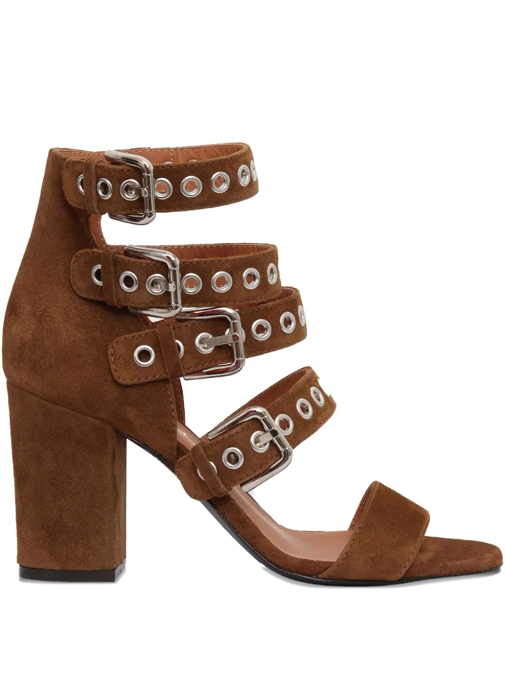 Via Roma 15 80mm buckle-detail eyelet sandals Brown