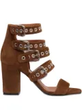 Via Roma 15 80mm buckle-detail eyelet sandals - Brown