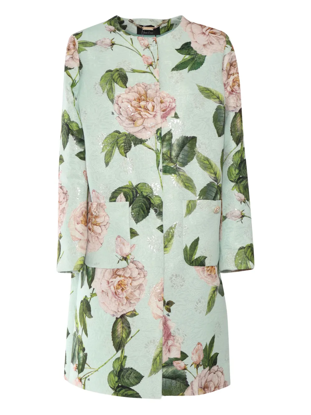 rose-print jacquard coat
