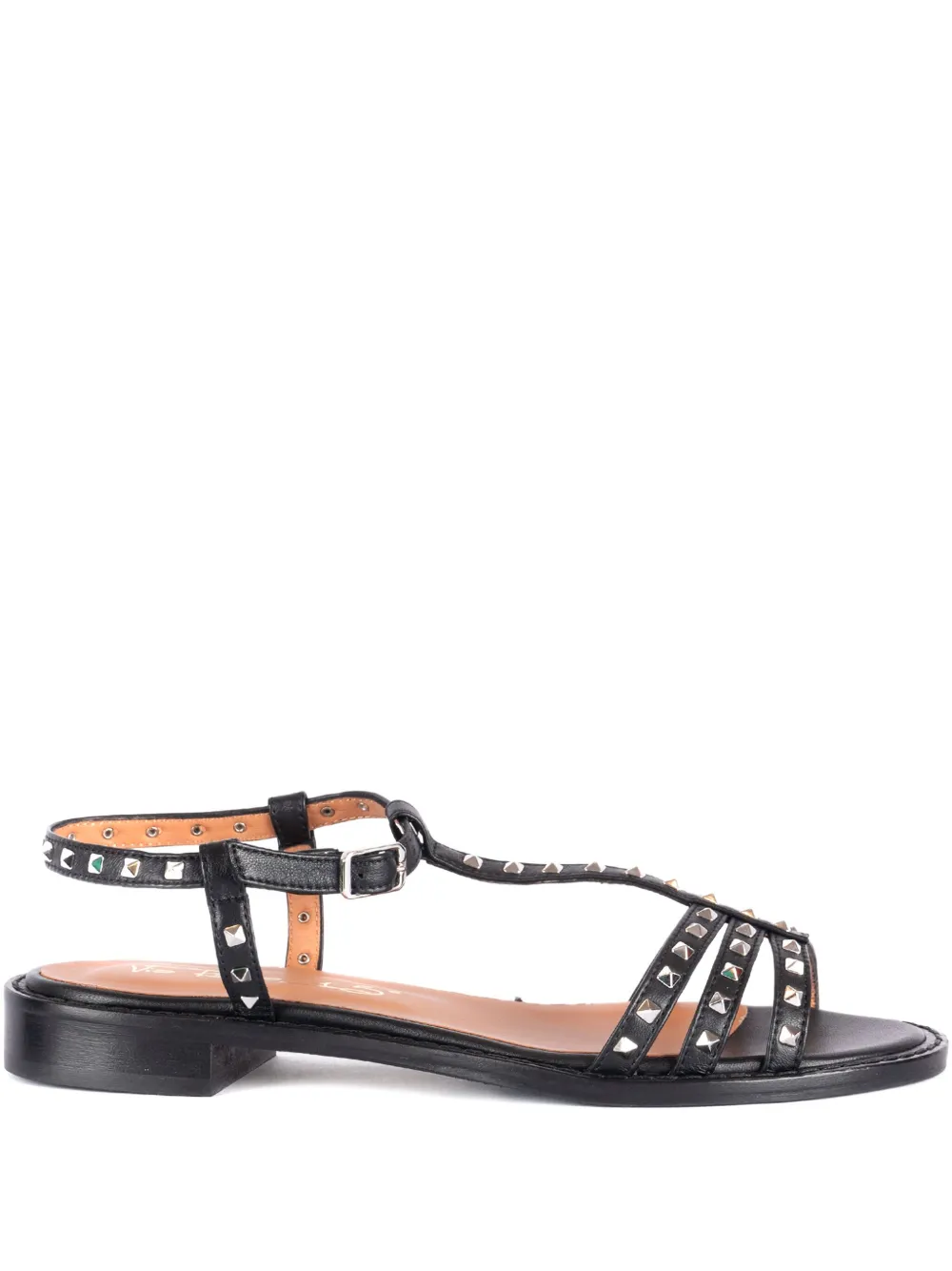 Via Roma 15 studded leather sandals Black