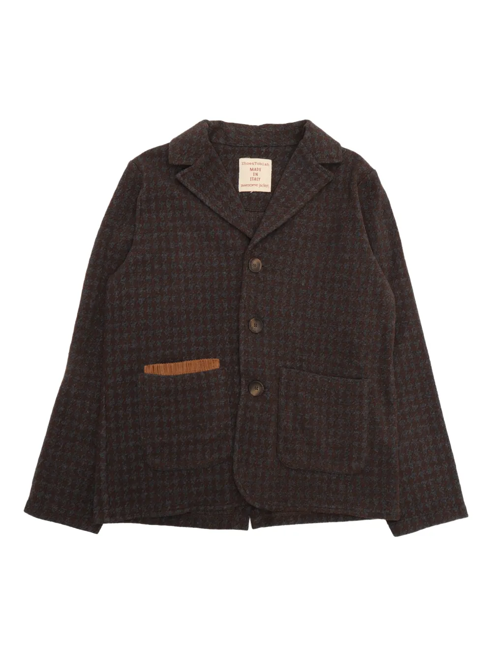 Zhoe & Tobiah houndstooth corduroy-pocket jacket - Marrone