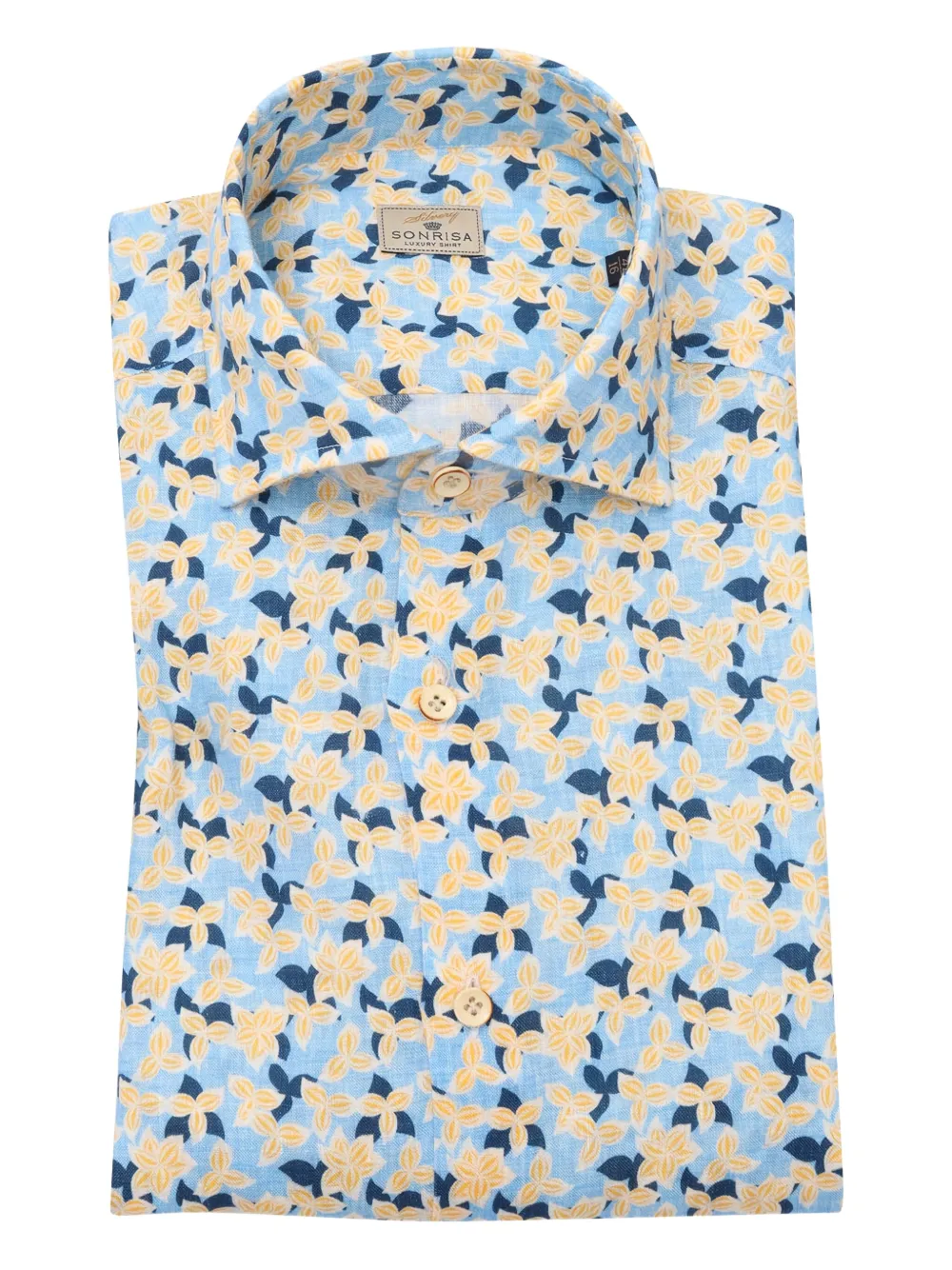 floral-print linen shirt