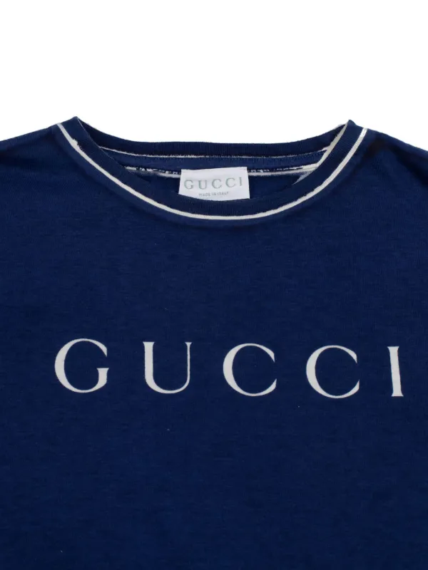 グッチ GUCCI Tシャツ 半袖 GGロゴ プリント 140 10 ブルー Gucci Kids ロゴ Tシャツ | ブルー | FARFETCH JP
