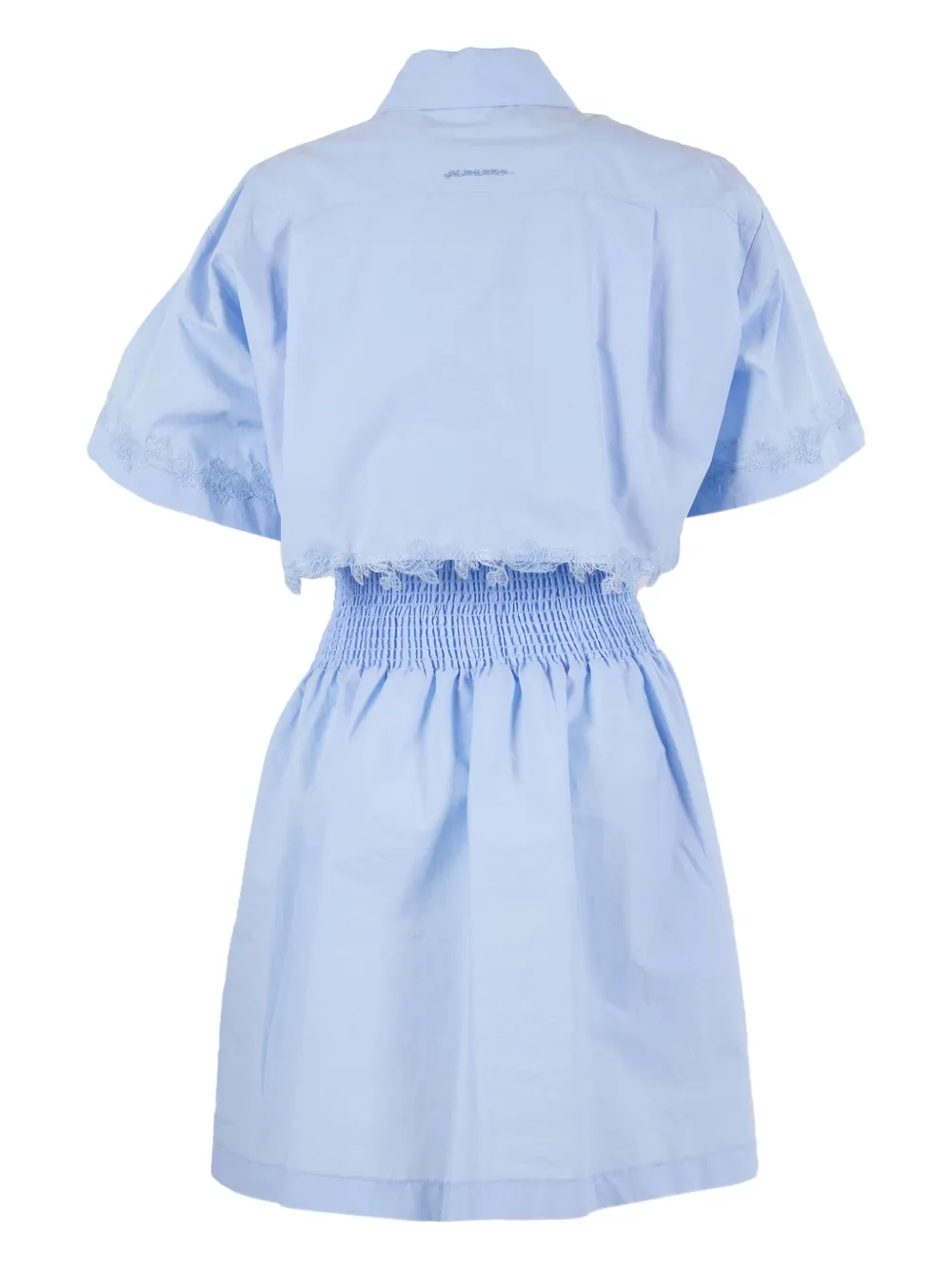 Ermanno Scervino lace-trimmed smocked mini dress - Blauw