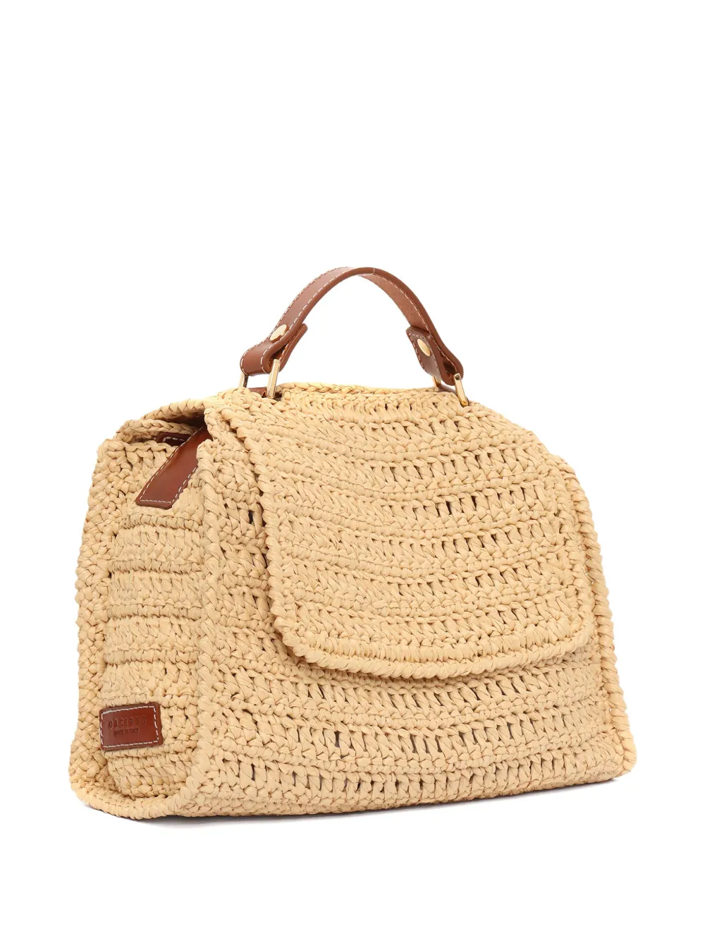 Orciani crochet top-handle tote bag - Beige