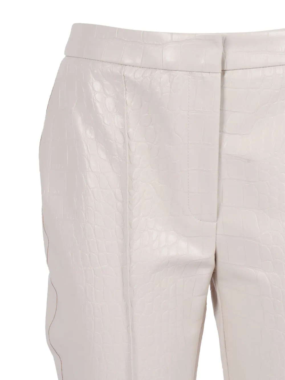 Elisabetta Franchi Crocodile-embossed Trousers In Neutral