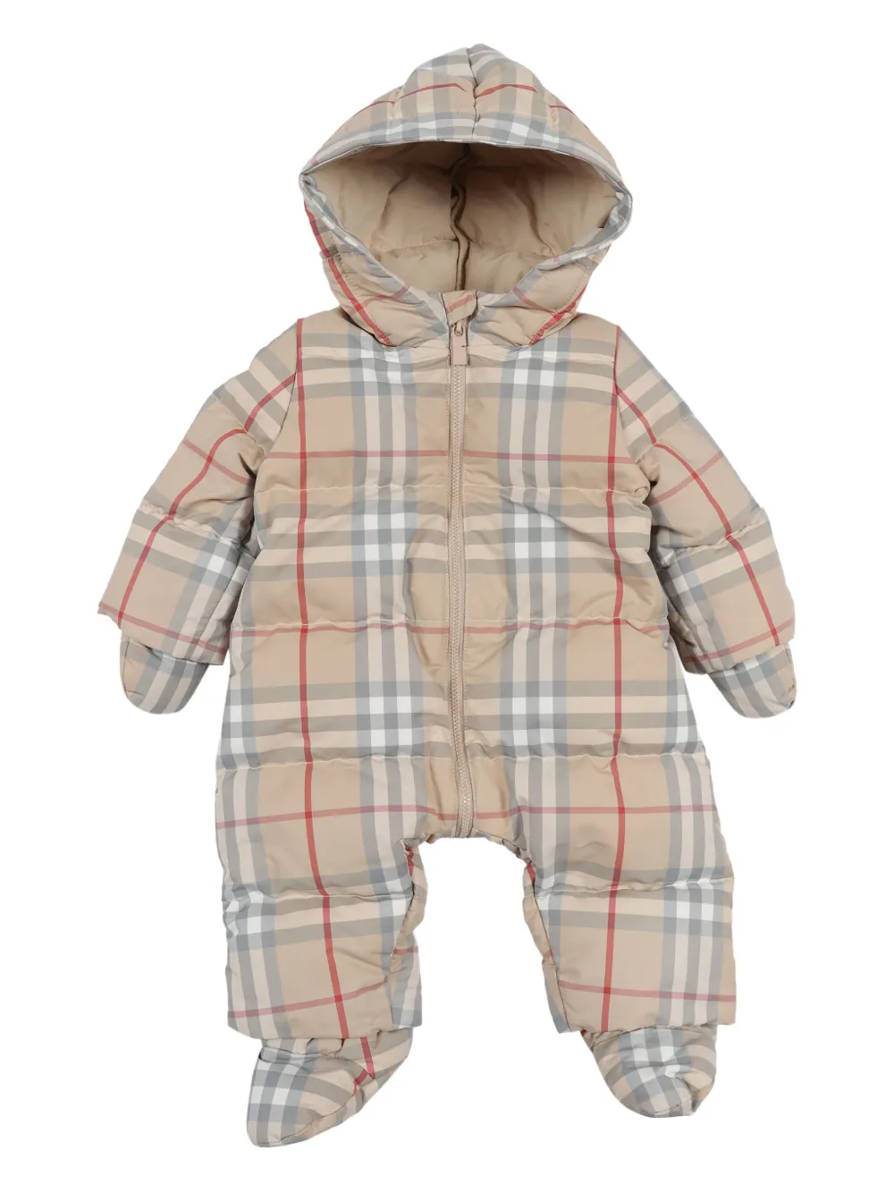 Burberry Kids Geruite gewatteerde romper Beige