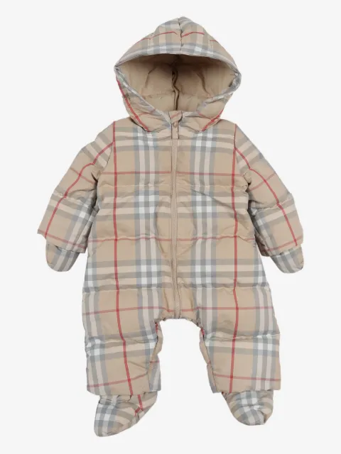 Burberry Kids check-pattern quilted padded romper