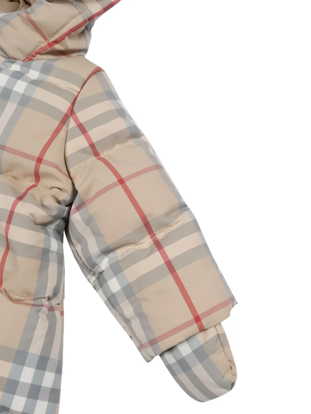 Burberry Kids Geruite gewatteerde romper Beige