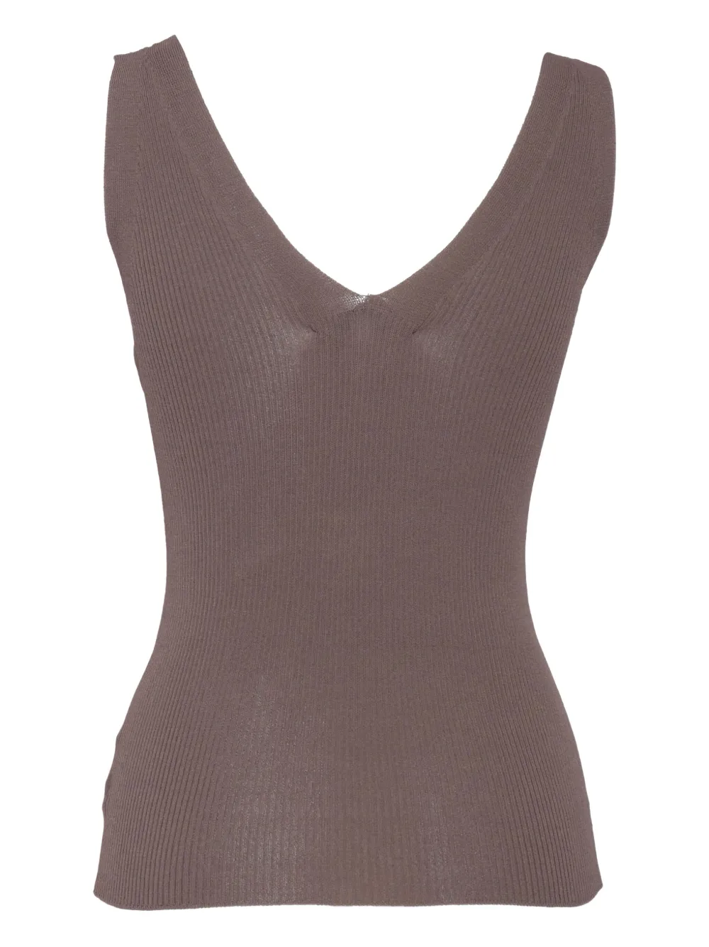 Filippo De Laurentiis Ribbed V-neck Top In Gray