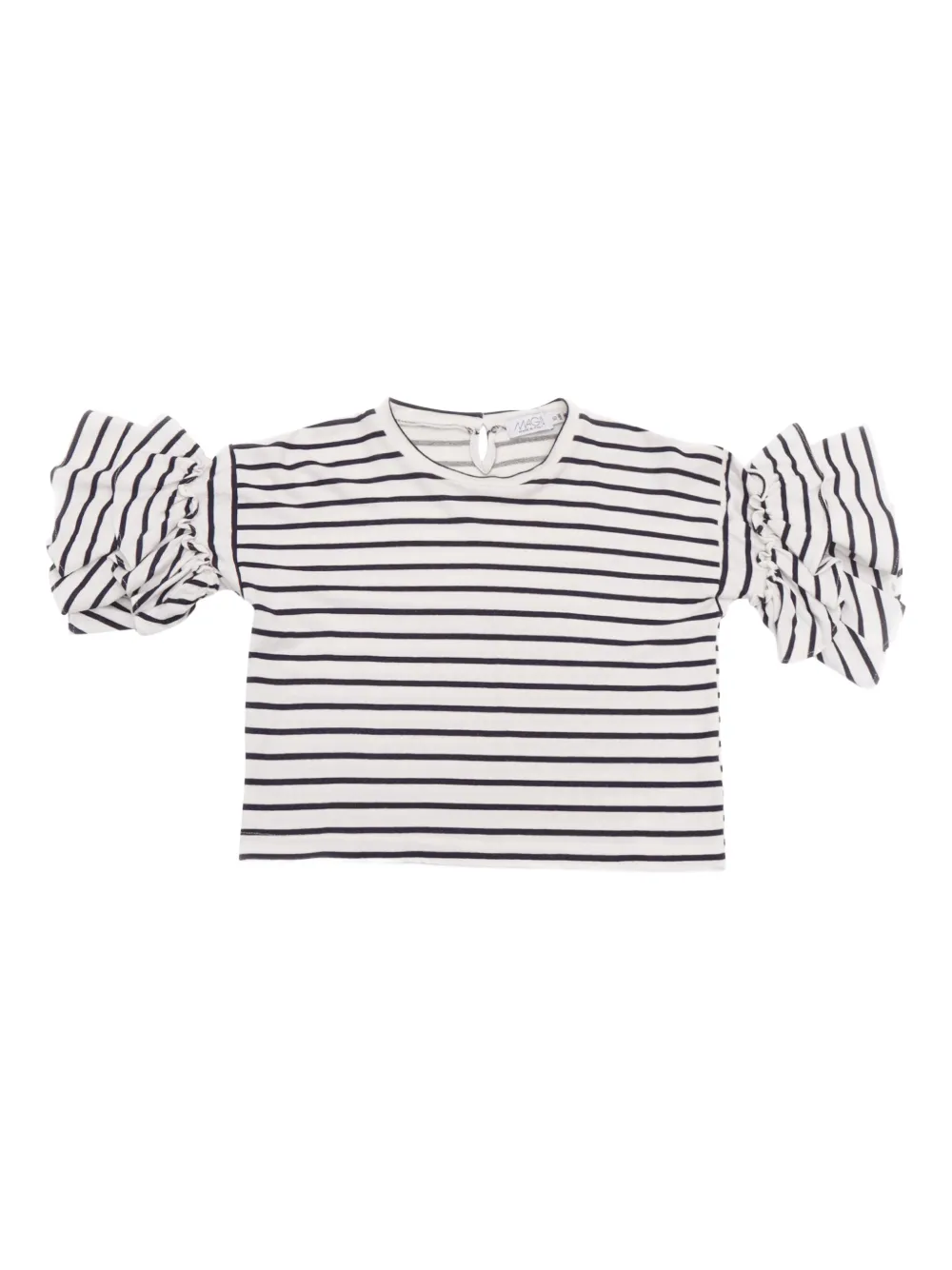 MAGIL striped ruffled T-shirt | Black | Image 1