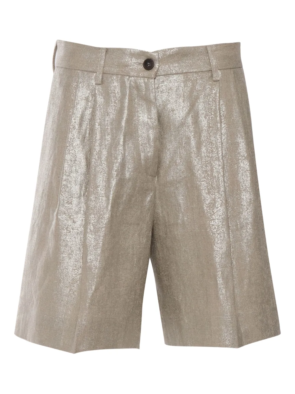 metallic linen shorts
