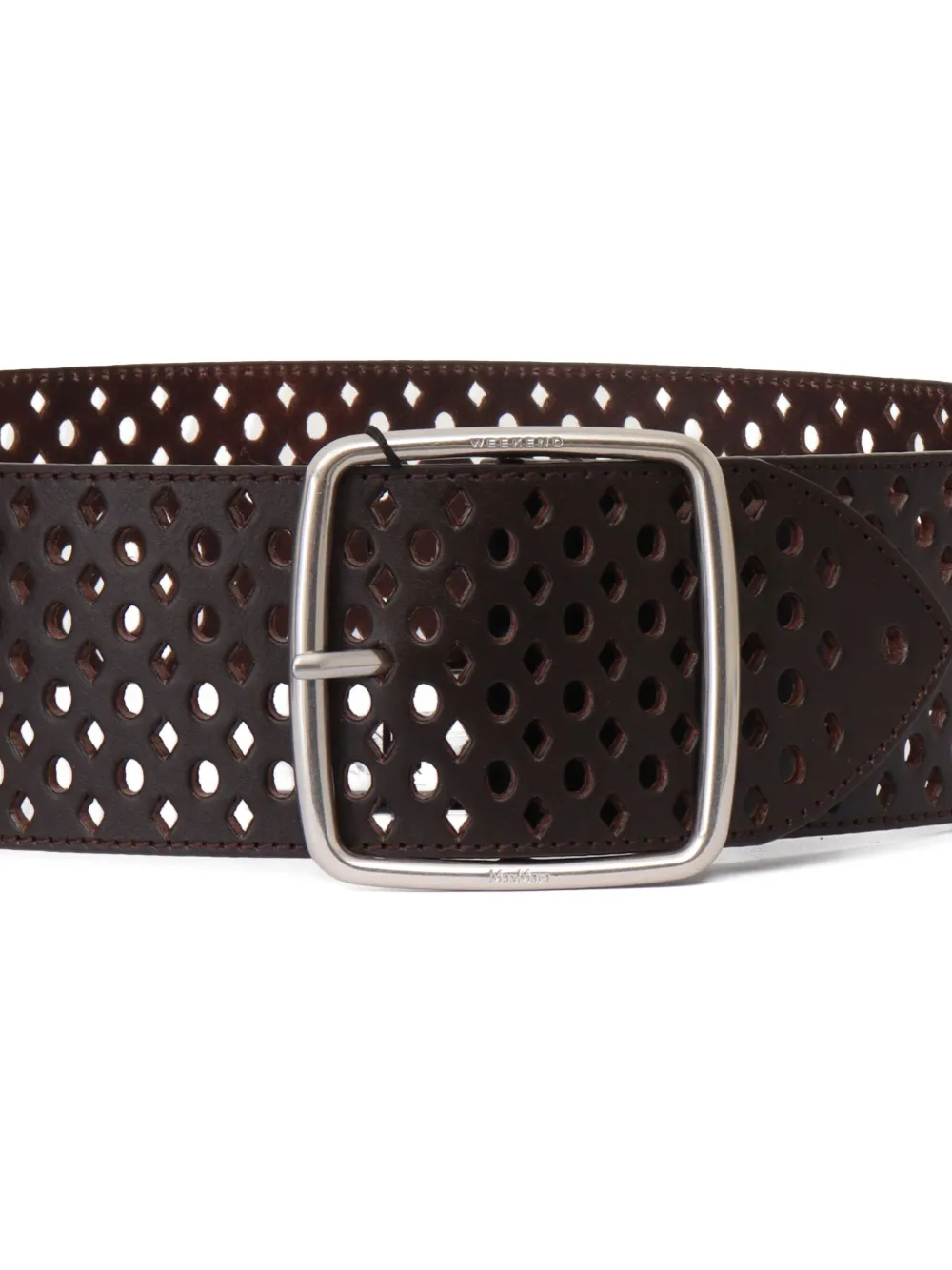 Weekend Max Mara Geperforeerde riem met vierkante gesp - Bruin