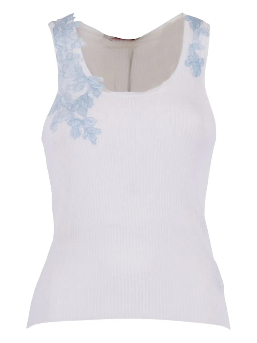 Ermanno Scervino ribbed lace-embellished top Wit