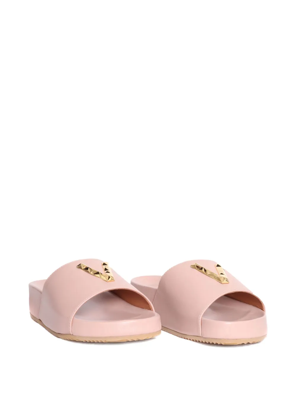 Via Roma 15 leather V-embellished sandals Pink