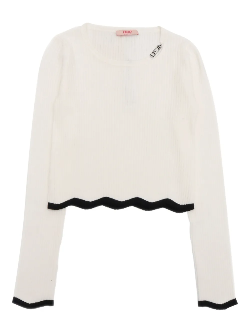 Liu Jo Kids Geribbelde trui met gewelfde afwerking Wit