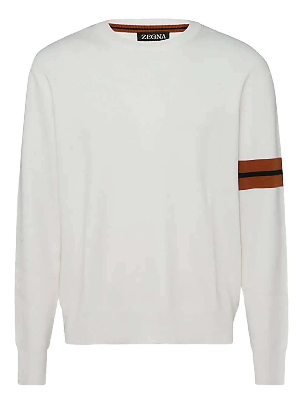 Zegna stripe-detail crew-neck sweater Wit