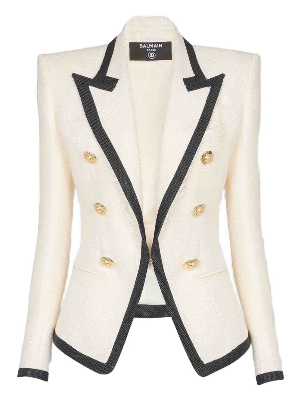Balmain Padded-shoulder Double-breasted Jacket In White