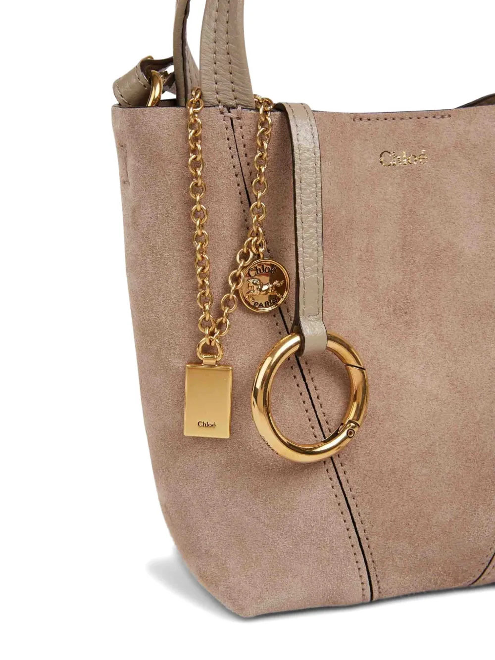 Chloé Kleine Spin suède shopper Grijs