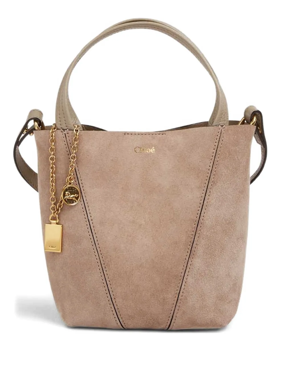 Chloé Small Spin Suede Tote Bag In Neutral