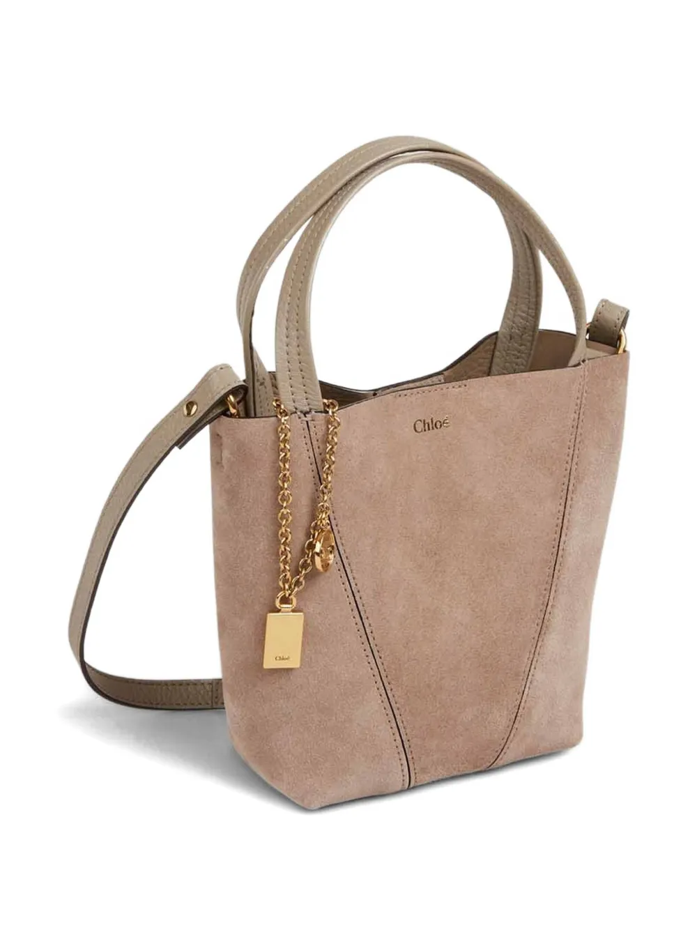 Chloé Kleine Spin suède shopper Grijs