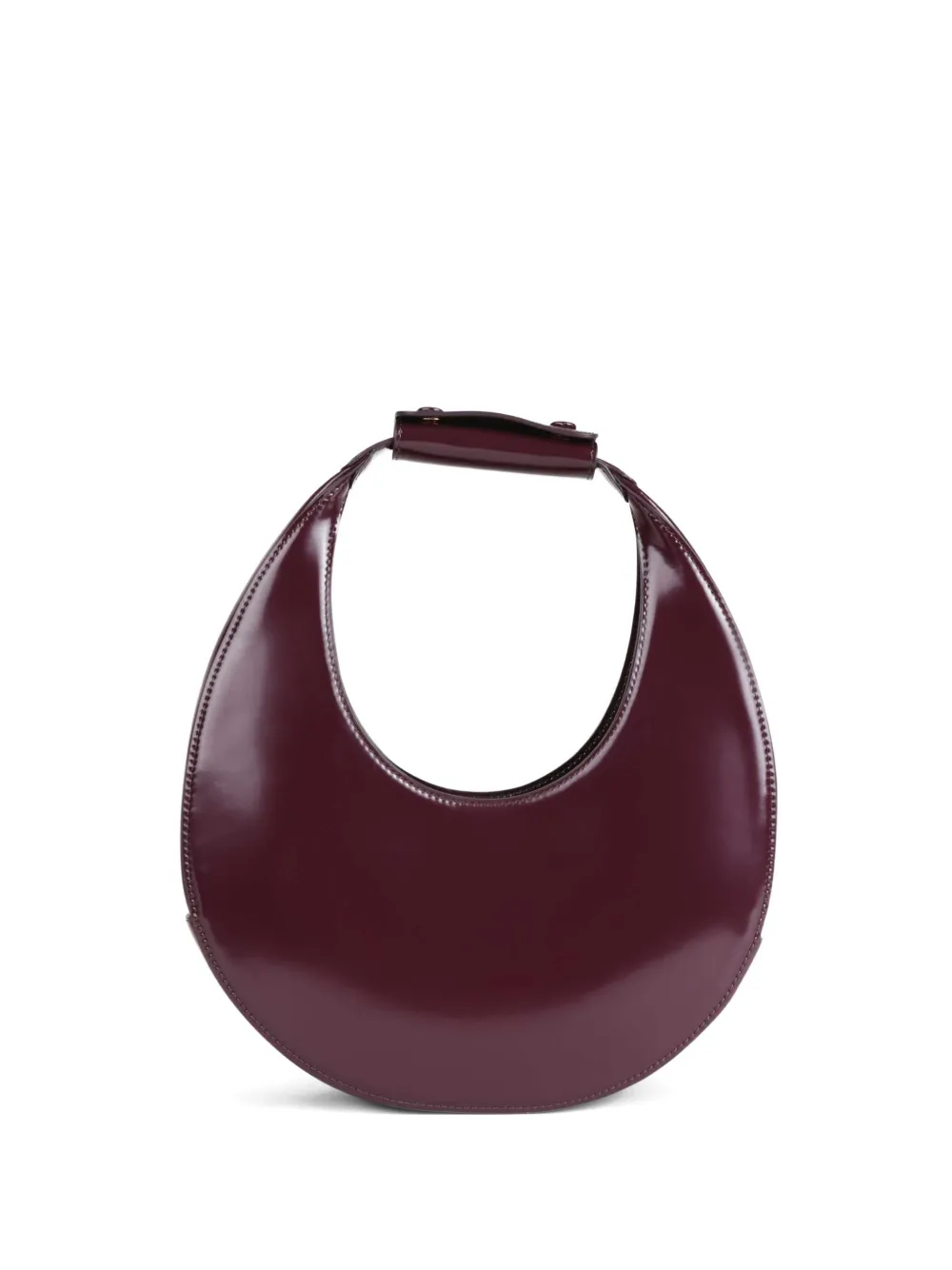 STAUD Moon crescent patent-leather tote bag Rood