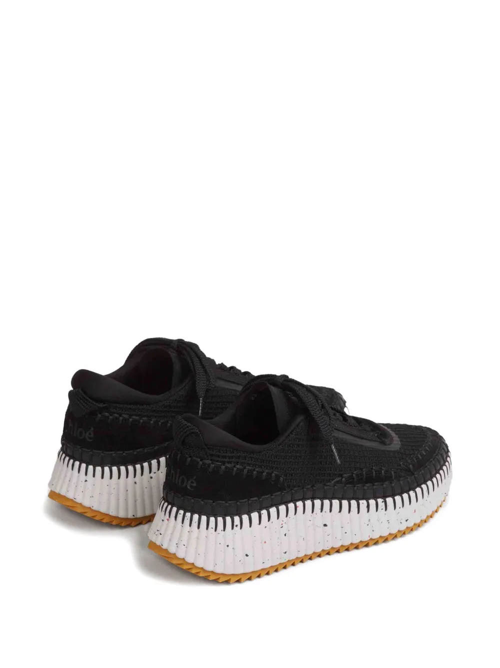 Chloé Textured Lace-up Sneakers In Black