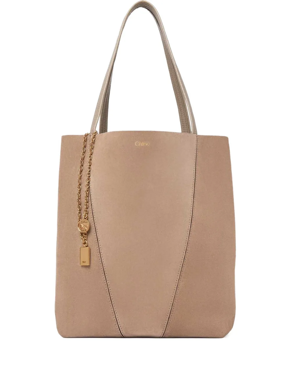 Chloé Spin Chain-detail Tote Bag In Neutral