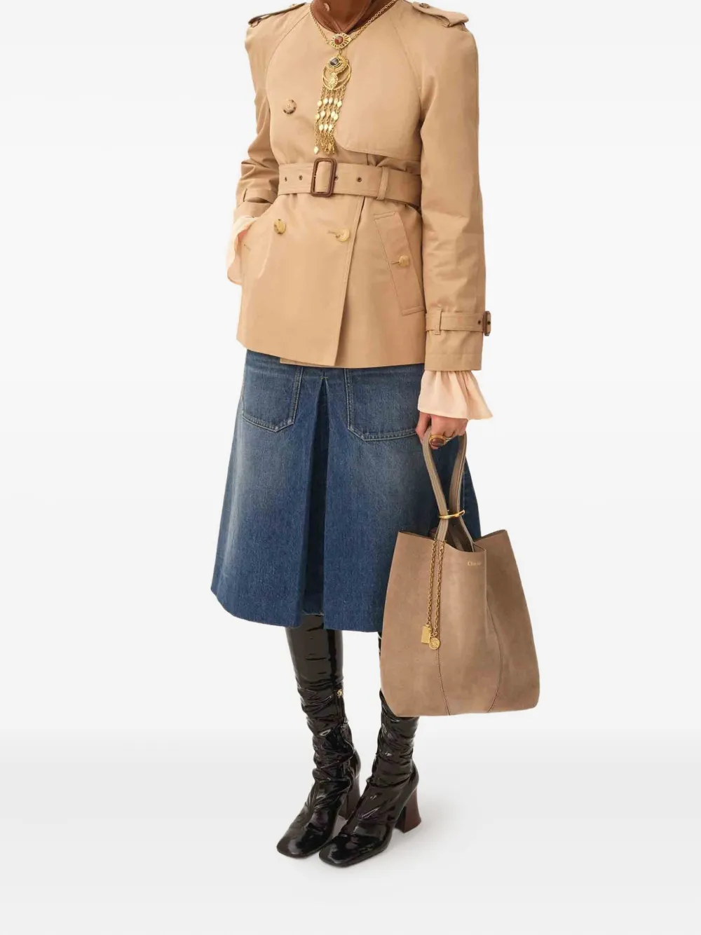 Chloé Spin shopper met kettingdetail Beige
