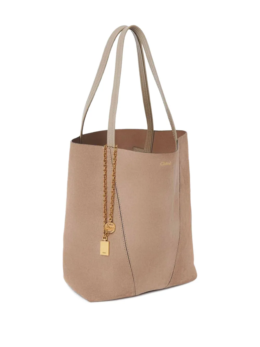 Chloé Spin shopper met kettingdetail Beige