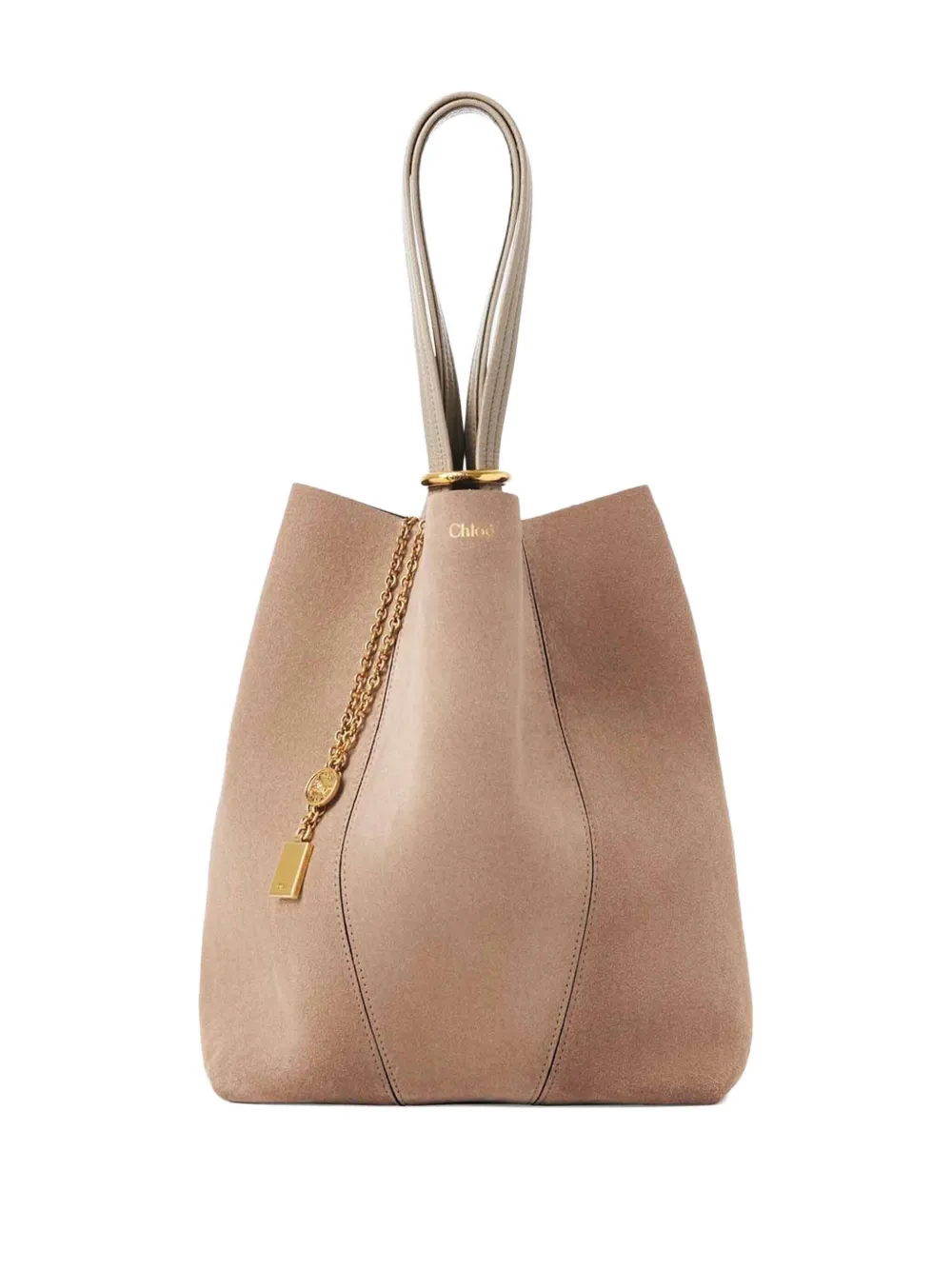 Chloé Spin shopper met kettingdetail Beige