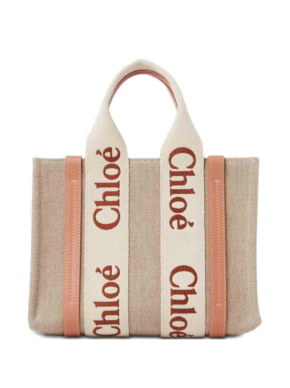 Chloé Mini Woody Logo-jacquard Tote Bag In Neutral
