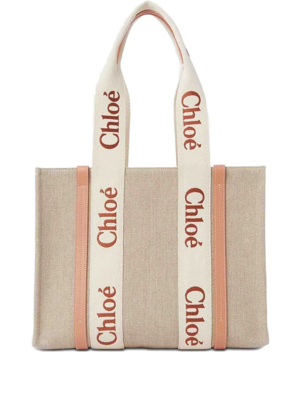 Chloé Woody Logo-jacquard Linen Tote Bag In Neutral