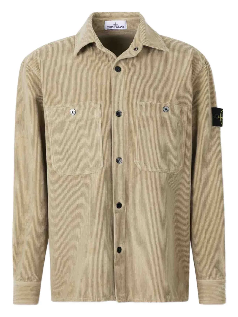 Stone Island Ribfluwelen overhemd met opgestikte zak Bruin