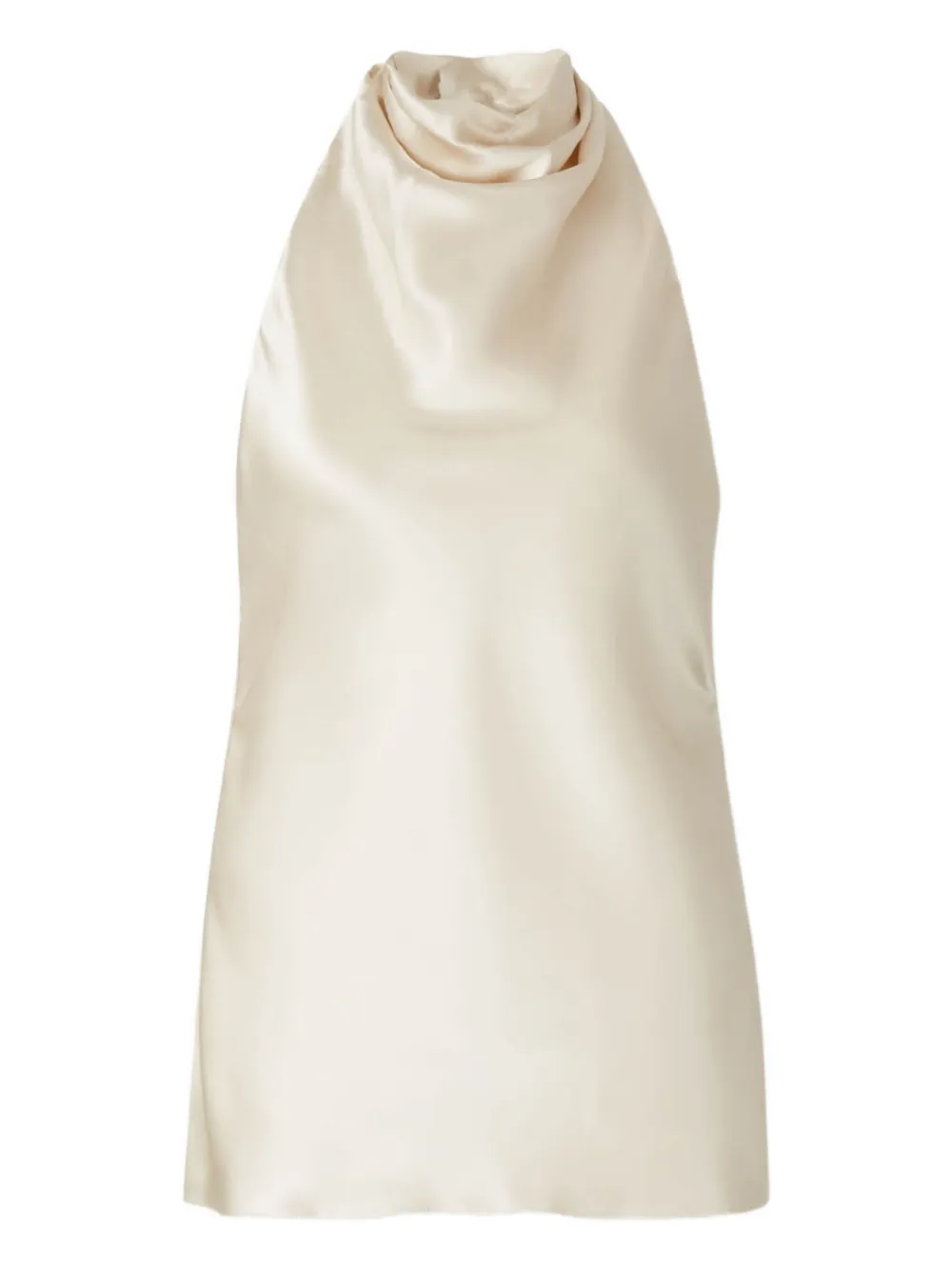 Balmain Crepe Satin Halter Cowl-neck Top In White