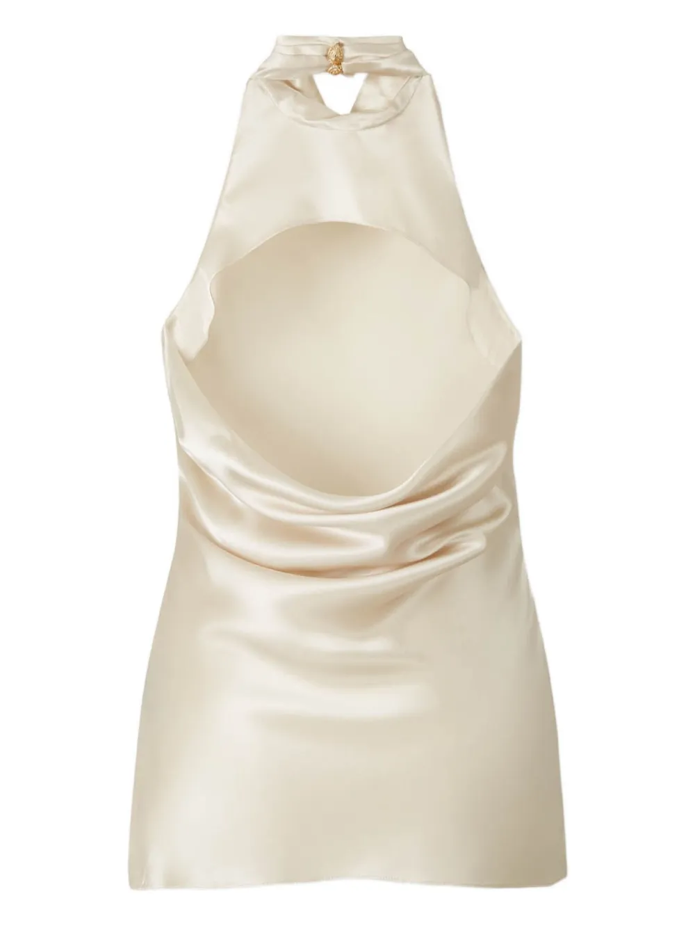 Balmain Crepe Satin Halter Cowl-neck Top In White