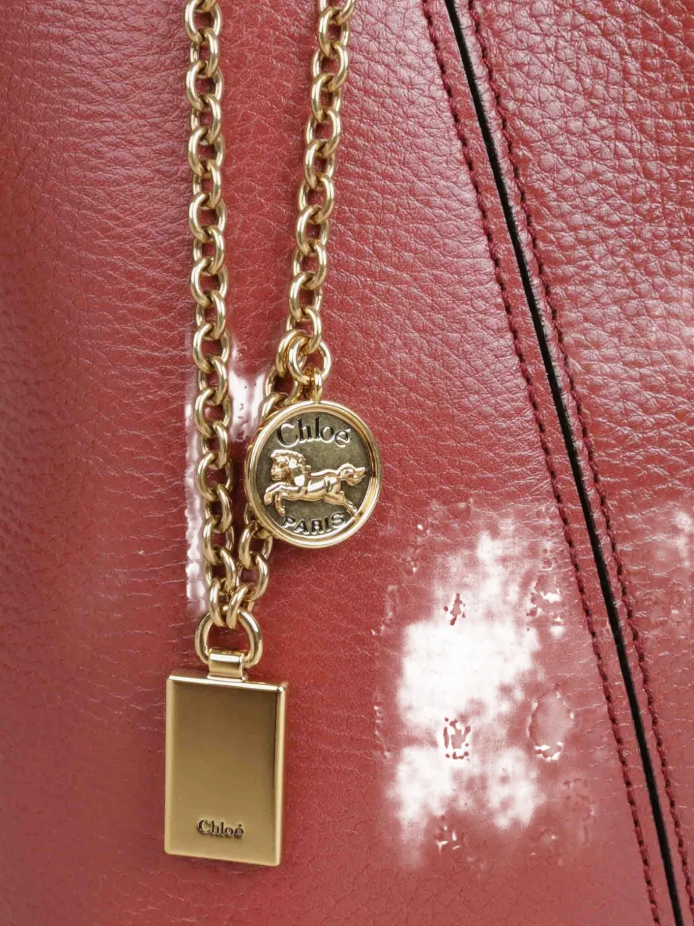 Chloé Spin Tote Bag In Grained Leather In Pink