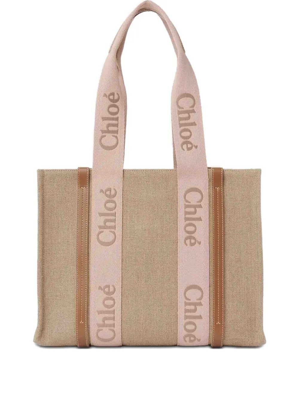 Chloé Woody Logo-jacquard Tote Bag In Neutral