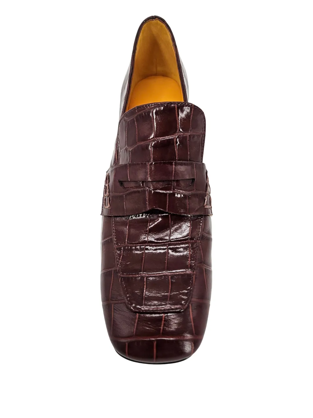 Madison.Maison crocodile-embossed heeled loafers Red