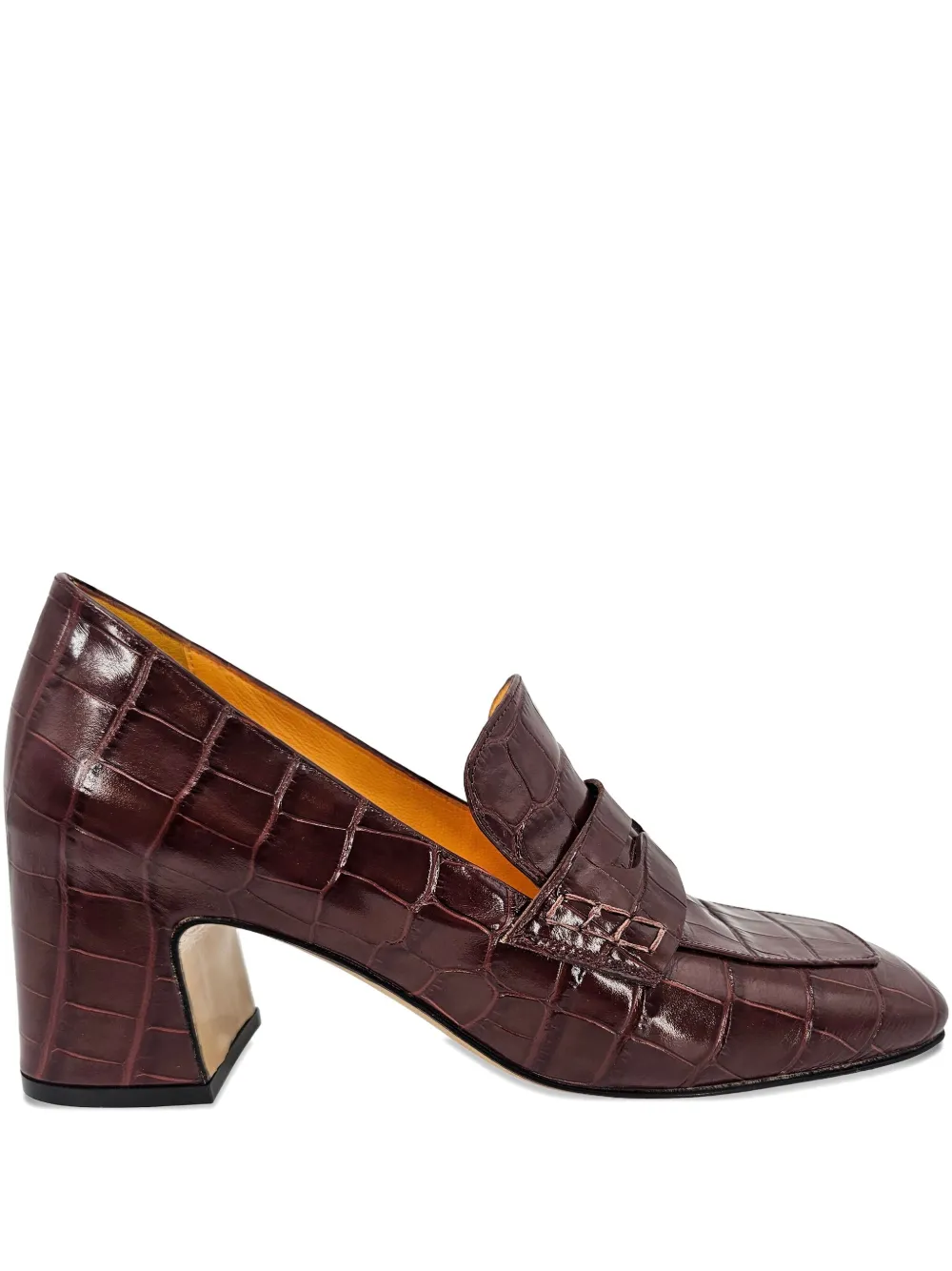Madison.Maison crocodile-embossed heeled loafers Red