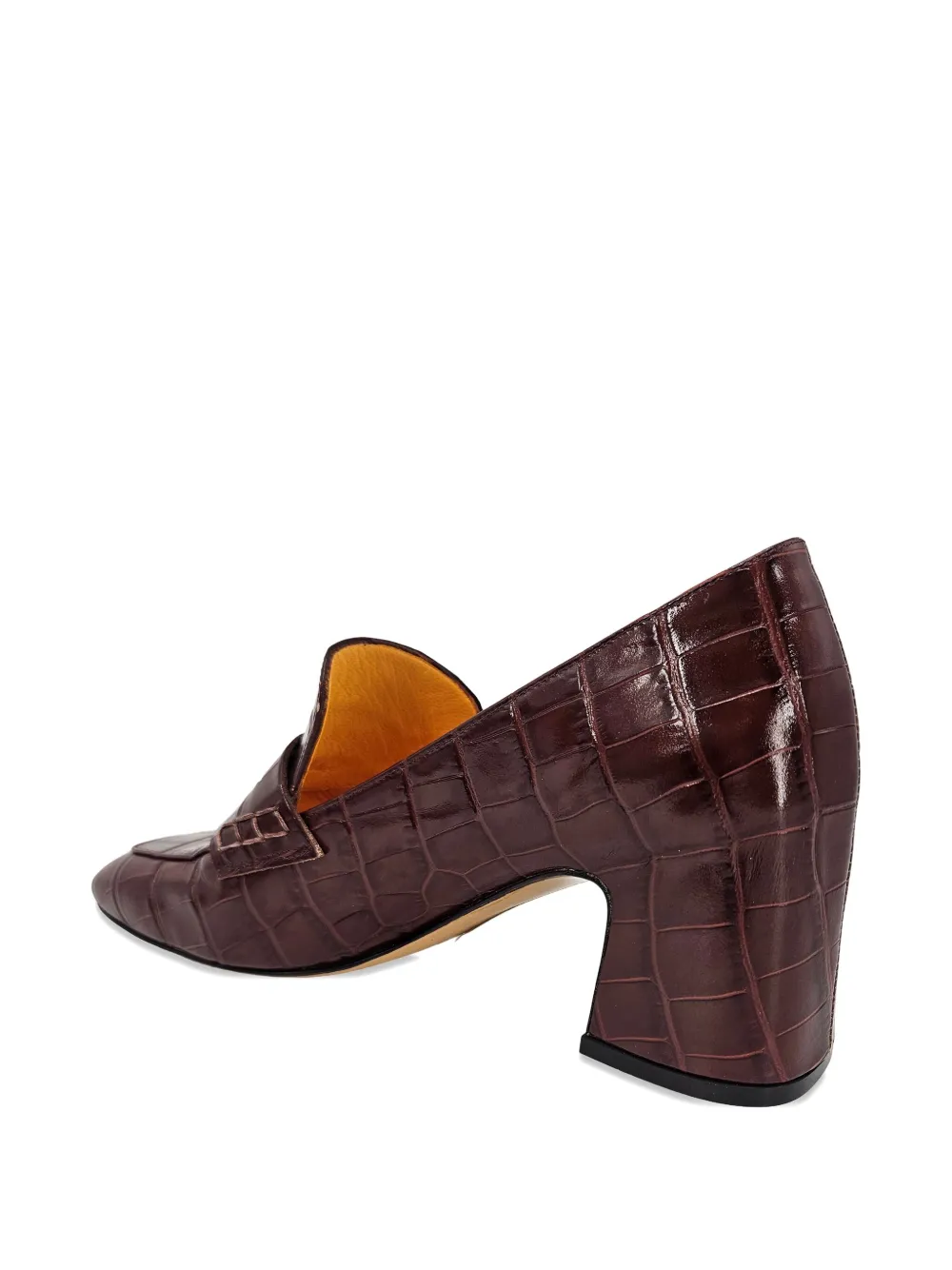 Madison.Maison crocodile-embossed heeled loafers Red
