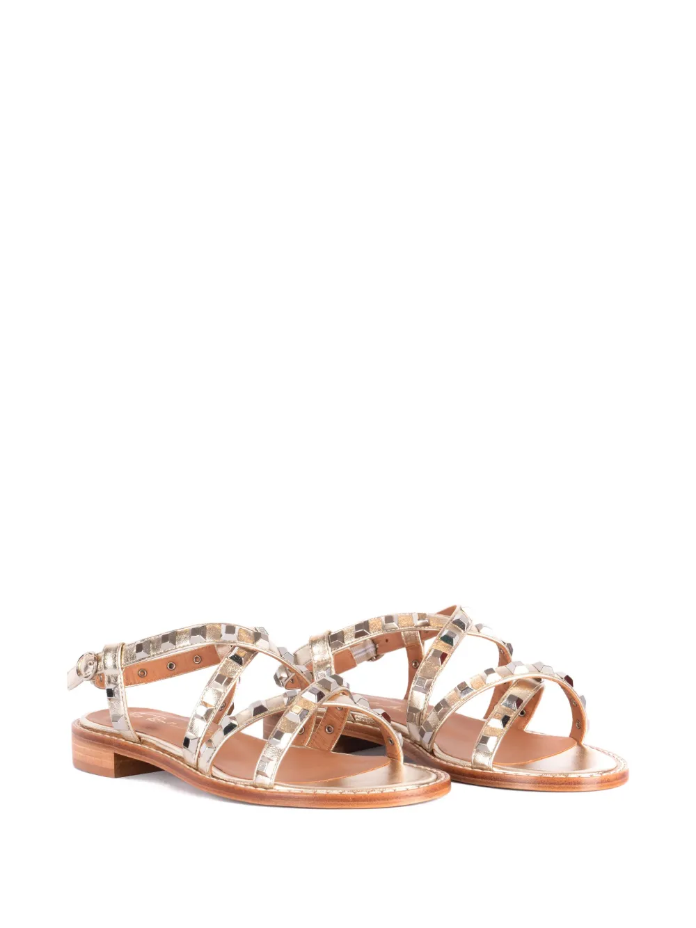 Via Roma 15 studded leather sandals Gold