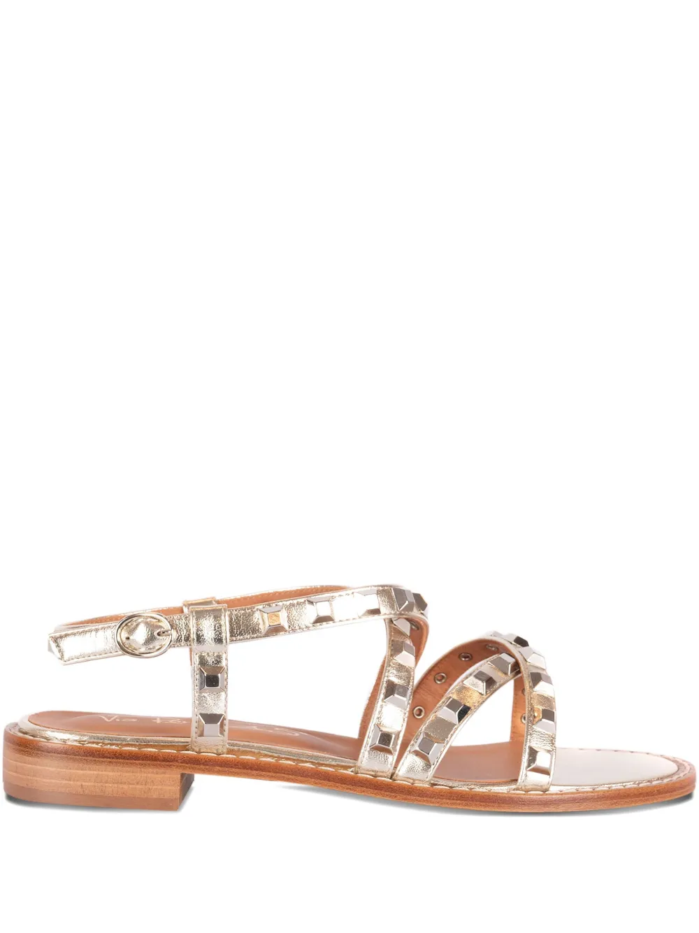 Via Roma 15 studded leather sandals Gold