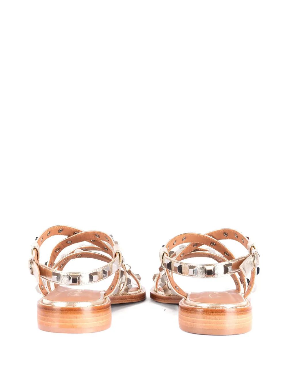 Via Roma 15 studded leather sandals Gold