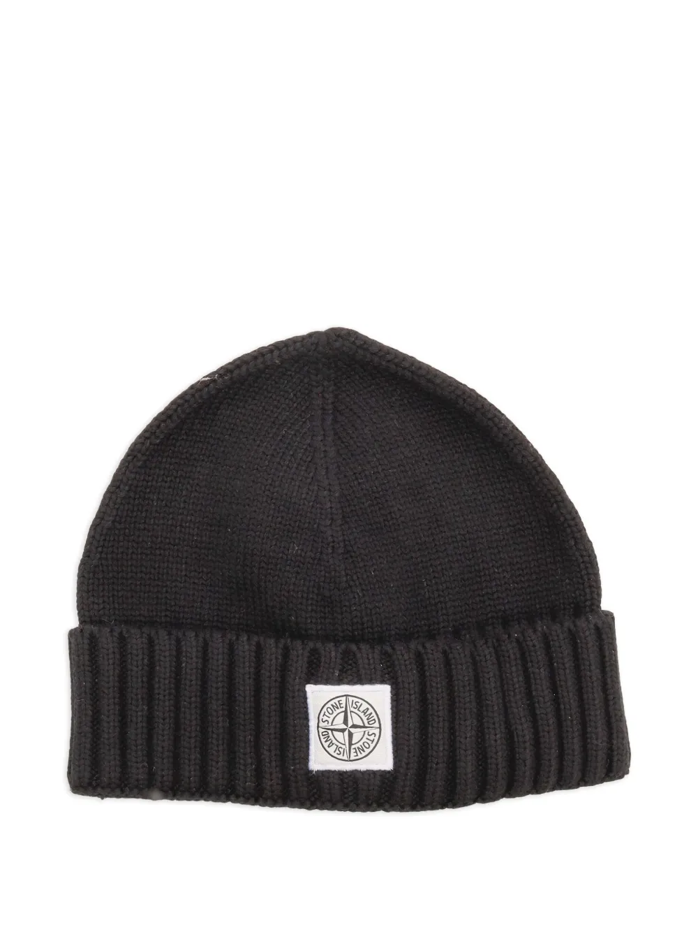 Stone Island Junior Ribgebreide muts Zwart