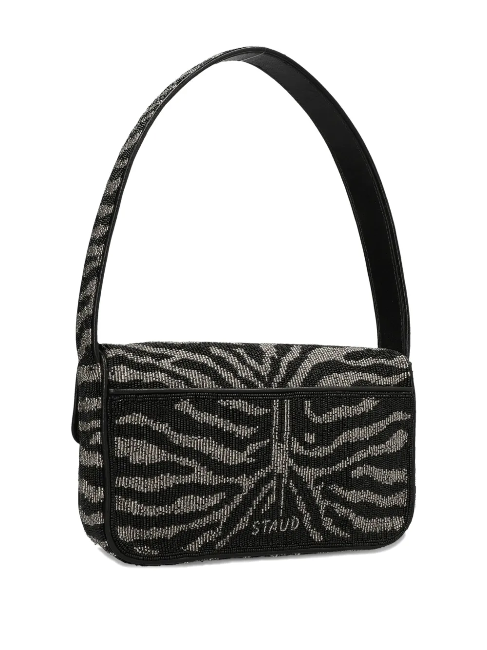 STAUD Schoudertas met zebraprint en kralen - Zwart